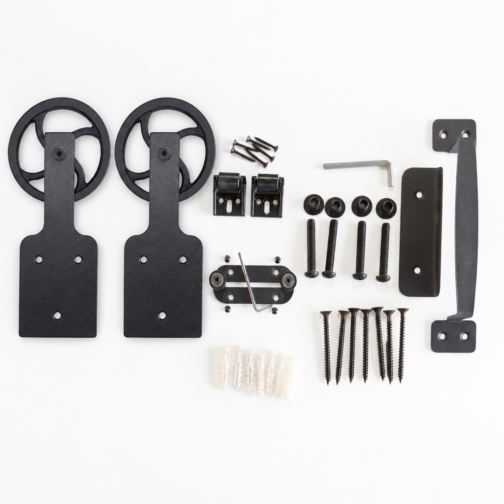 Yel Değirmeni model sürgü kapı donanım seti ve montaj parçaları